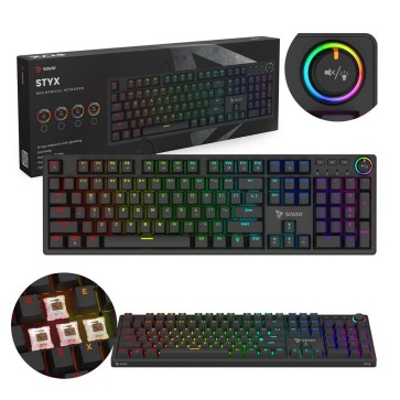 Tastiera Savio STYX BROWN Nero Multicolore Qwerty US QZERTY