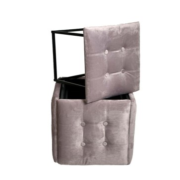 Set di sgabelli GO GIFT Transformer Rosa Velluto Acciaio 50 x 50 x 50 cm Puff 5 in 1 5 Unità