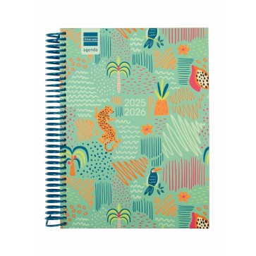 Agenda Finocam DIVA Multicolore Quarto 15,5 x 21,2 cm Giungla 2025-2026