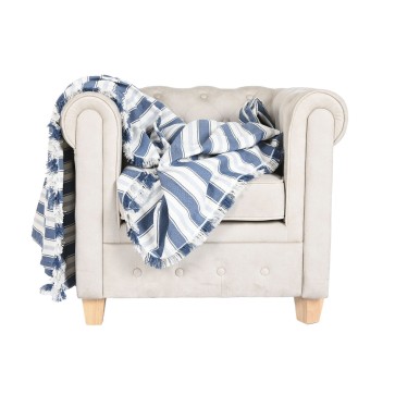 Coperta Home ESPRIT Azzurro Grigio Righe