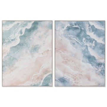 Quadro Home ESPRIT Azzurro Spiaggia Mediterraneo Con rilievo 90 X 3,2 X 120 CM (2 Unità)