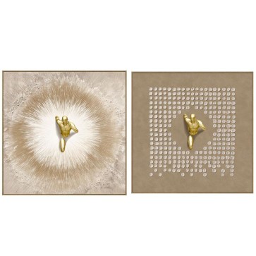 Quadro Home ESPRIT Marrone Uomo Moderno (2 Unità)