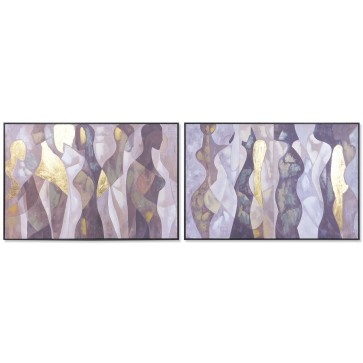 Quadro Home ESPRIT Bianco Nero Coloniale 120 x 3,5 x 80 cm (2 Unità)