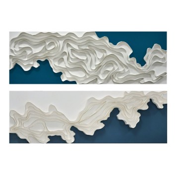 Quadro Home ESPRIT Azzurro Bianco Moderno (2 Unità)