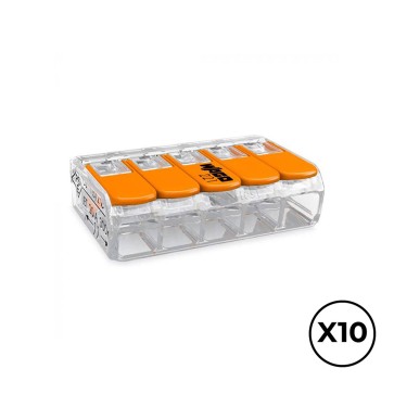 Connettore rapido Wago 30 x 18,6 x 8,4 mm 4 mm 450 V 5 Connessioni (10 Unità)