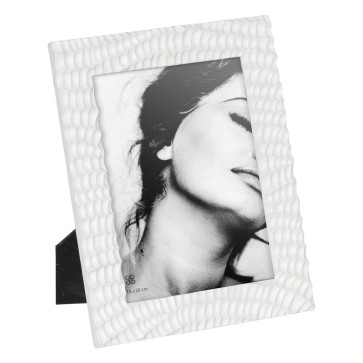 Cornice Portafoto Bianco Beige Poliresina 20,3 x 2,3 x 25,4 cm