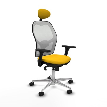 Sedia Ufficio con Poggiatesta Piqueras y Crespo 3D086N1 Giallo