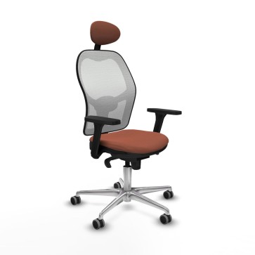 Sedia Ufficio con Poggiatesta Piqueras y Crespo 3D086G1 Bianco Marrone