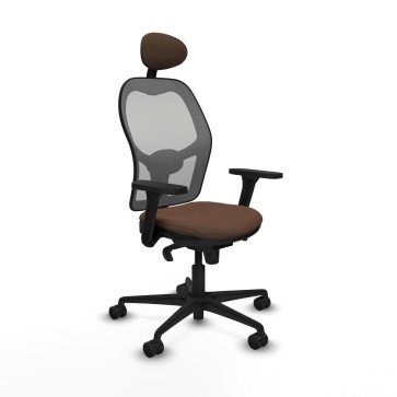 Sedia Ufficio con Poggiatesta Piqueras y Crespo 3D036N1 Grigio Marrone scuro