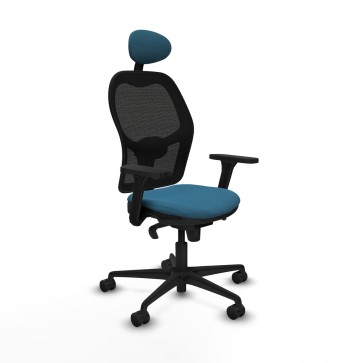 Sedia Ufficio con Poggiatesta Jorquera Piqueras y Crespo 3D036N1 Nero Verde petrolio