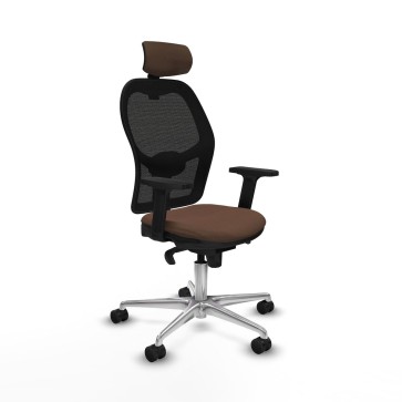 Sedia Ufficio con Poggiatesta Jorquera Piqueras y Crespo 2D086N2 Nero Marrone scuro