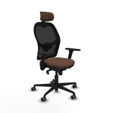 Sedia Ufficio con Poggiatesta Jorquera Piqueras y Crespo 3D036G2 Nero Marrone scuro