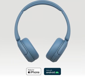Sony Cuffie Bluetooth wireless WH-CH520 - Durata della batteria fino a 50 ore con ricarica rapida, stile on-ear - Blu