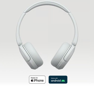 Sony Cuffie Bluetooth wireless WH-CH520 - Durata della batteria fino a 50 ore con ricarica rapida, stile on-ear - Bianco