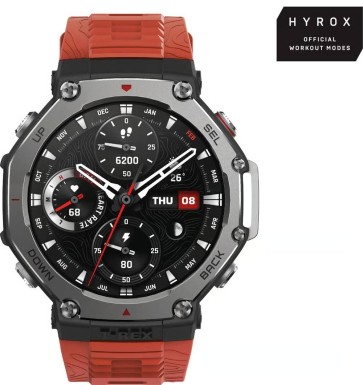 Amazfit T-Rex 3 Lava 3,81 cm (1.5") AMOLED 48.5 mm Digitale 480 x 480 Pixel Touch screen Nero, Acciaio inox GPS (satellitare)