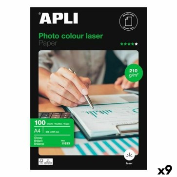 Carta Fotografica Lucida Apli Clour Laser A4 100 fogli (9 Unità)