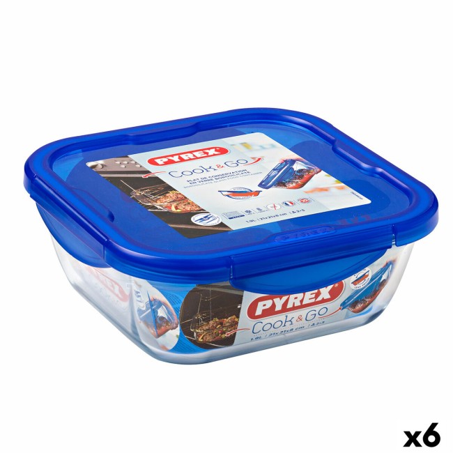 Porta pranzo Ermetico Pyrex Cook & go 21 x 21 x 9 cm Azzurro 1,9 L