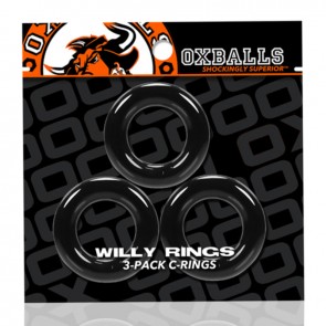 Gabbia per Pene a Tre Anelli Oxballs Willy Rings Pack Black (3 uds)