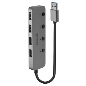 Hub USB LINDY Nero Grigio (1 Unità)