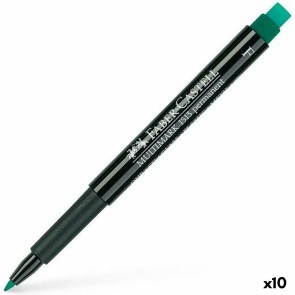 Marcatore permanente Faber-Castell Multimark 1513 F Verde (10 Unità)