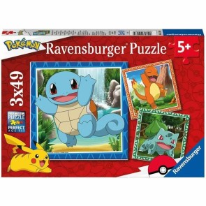 Set di 3 Puzzle Pokémon Ravensburger 05586 Bulbasaur, Charmander & Squirtle 147 Pezzi