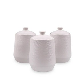 Set di 3 Barattoli Feel Maestro MR-20002-03CS Bianco Ceramica (3 Pezzi)