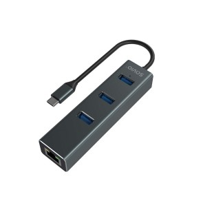 Hub USB-C 4 Porte Savio AK-57 Ethernet (RJ-45) Grigio