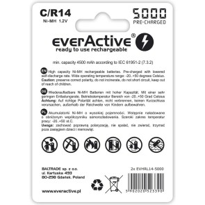 Batterie Ricaricabili EverActive EVHRL14-5000 1,2 V