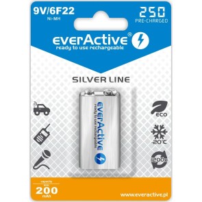Batterie Ricaricabili EverActive EVHRL22-250 6F22 200 mAh 9 V