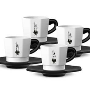 Set di Tazze da Caffè Bialetti Bianco Nero (4 Unità)