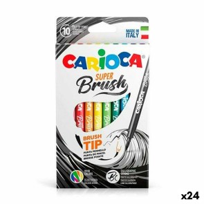 Set di Pennarelli Carioca Super Brush Multicolore 10 Pezzi (24 Unità)