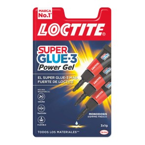 Adesivo Istantaneo Loctite Super Glue-3 Power Gel Mini Trio 3 Unità (1 g)