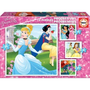 Set di 4 Puzzle   Princesses Disney Magical         16 x 16 cm  