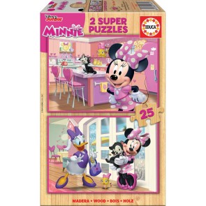 Set di 2 Puzzle   Minnie Mouse Me Time         25 Pezzi 26 x 18 cm  
