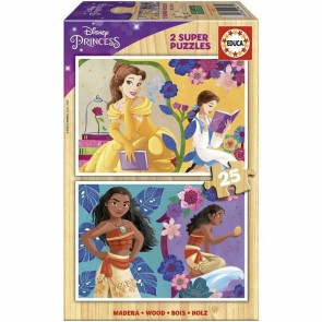 Set di 2 Puzzle Princesses Disney Bella + Vaiana 25 Pezzi