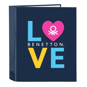 Raccoglitore ad anelli Benetton Love Blu Marino A4 (27 x 33 x 6 cm)