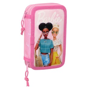 Astuccio per la Scuola con Accessori Barbie Girl Rosa 12.5 x 19.5 x 4 cm (28 Pezzi)