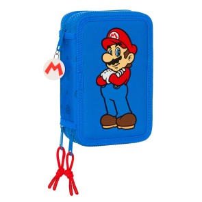 Plumier Triplo Super Mario Play Azzurro Rosso 12.5 x 19.5 x 5.5 cm (36 Pezzi)