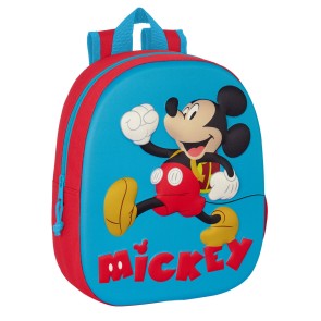 Zaino Scuola Mickey Mouse Clubhouse 3D 27 x 33 x 10 cm Rosso Azzurro