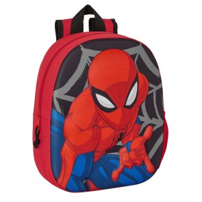 Zaino Scuola 3D Spiderman Nero Rosso 27 x 33 x 10 cm