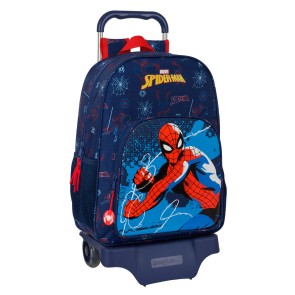 Trolley per la Scuola Spider-Man Neon Blu Marino 33 x 42 x 14 cm