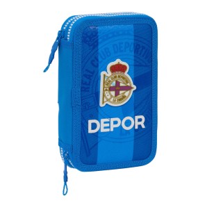 Astuccio Doppio R. C. Deportivo de La Coruña Azzurro 12.5 x 19.5 x 4 cm (28 Pezzi)