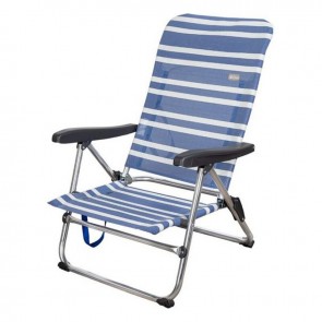 Sedia da Spiaggia Mykonos Alluminio Albastru / Alb (61 x 50 x 85 cm)