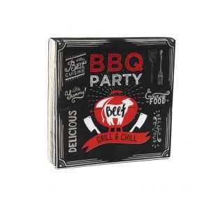 Tovagliolo di carta DKD Home Decor BBQ Party Nero Rosso (20 pcs)
