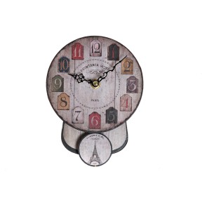 Orologio da Parete DKD Home Decor 8424001800360 Pendolo Beige Multicolore Ferro Legno MDF Vintage 14 x 5 x 19 cm