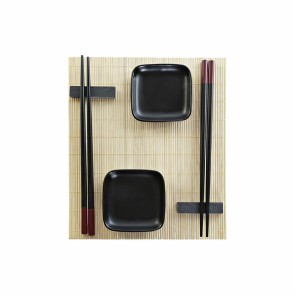Set per Sushi DKD Home Decor 27,8 x 17,8 x 3 cm Naturale Nero Gres Orientale (27,8 x 17,8 x 3 cm)