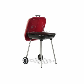 Barbecue a Carbone con Coperchio e Ruote DKD Home Decor Rosso 60 x 57 x 80 cm Acciaio (60 x 57 x 80 cm)