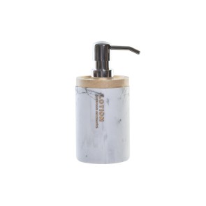 Dispenser di Sapone DKD Home Decor Marmo 9 x 7,7 x 17,5 cm Naturale Bianco Caucciù Resina