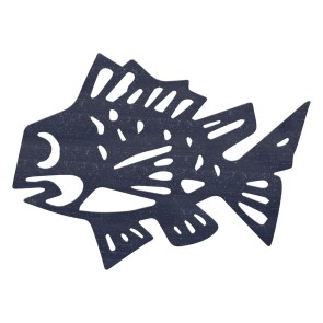 Quadro Pesce Metallo Blu Marino 36 x 26 cm