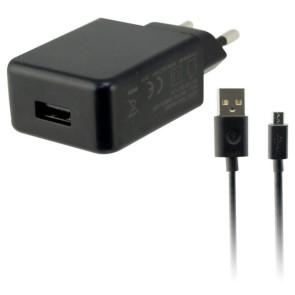 Caricabatterie da Parete + Cavo Micro USB KSIX USB 2A Nero